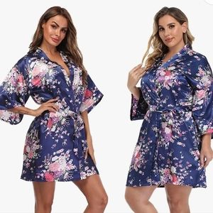 Womens floral short satin robe Womens floral short satin robe Womens floral shor